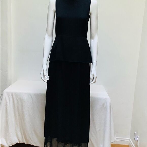 MORGANE LE FAY SILK MAXI SILK DRESS BLACK SMALL - Picture 5 of 9